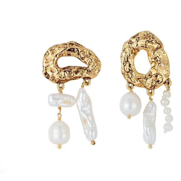 NEW MIGNONNE GAVIGAN women's silvia pearl earrings in gold - Picture 1 of 2